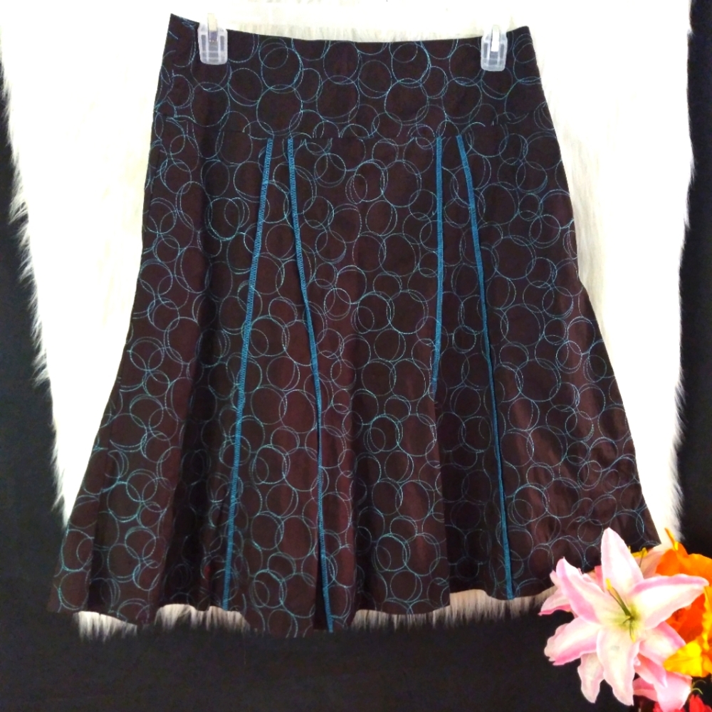 IXIA Brown and Blue A-line Skirt Size M